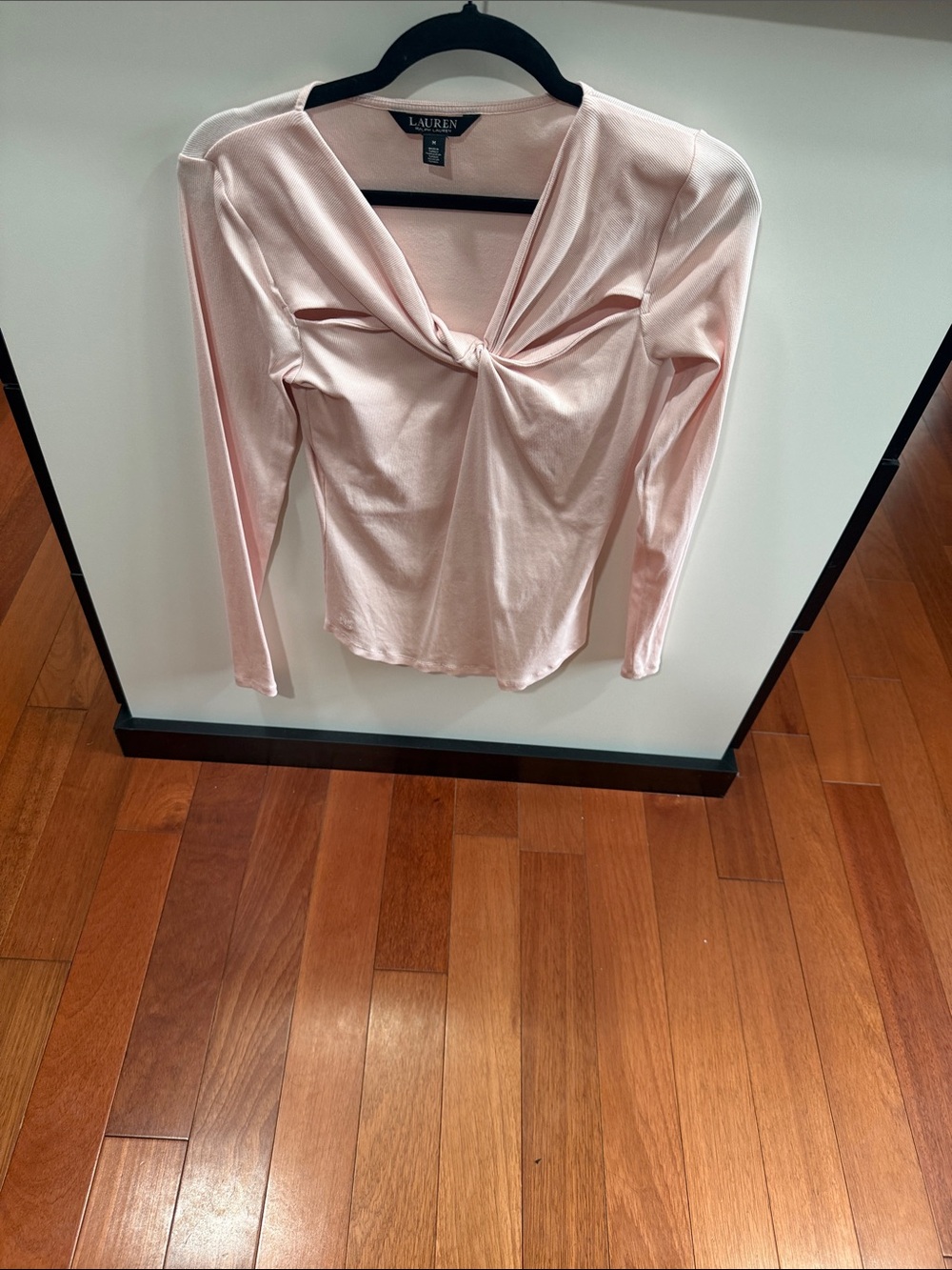 Lauren Ralph Lauren Pale Pink Twist-Front Long Sleeve Top